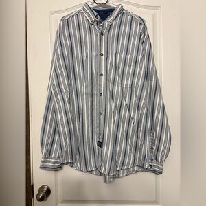 Coliseum Blues Casual Blue and White Striped Button Down Shirt